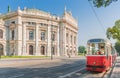 Wiener Burgtheater with traditional tram, Vienna, Austria Royalty Free Stock Photo