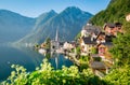 Classic view of Hallstatt in summer, Austria Royalty Free Stock Photo