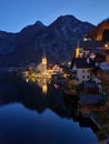 Classic View of Hallstatt Village, Austria, night. Royalty Free Stock Photo