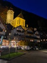 Classic View of Hallstatt Village, Austria, night. Royalty Free Stock Photo