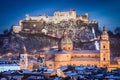 Classic view of Salzburg at Christmas time in winter, Austria Royalty Free Stock Photo
