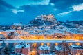 Classic view of Salzburg at Christmas time in winter, Austria