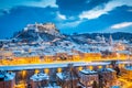 Classic view of Salzburg at Christmas time in winter, Austria Royalty Free Stock Photo