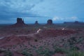 Classic view of Monument Valley at night with the 3 buttes Royalty Free Stock Photo