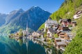 Classic view over Hallstatt in the morning in summer, Salzkammergut