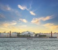 Classic view of Saint-Petersburg river scape at sunset Royalty Free Stock Photo