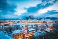 Classic view of Salzburg at Christmas time in winter, Austria Royalty Free Stock Photo