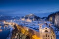 Classic view of Salzburg at Christmas time in winter, Austria