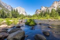 Classic view of Yosemite Valley in Yosemite National Park, California, USA. Royalty Free Stock Photo