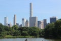 Classic views of New York from Lake Central Park, in summer