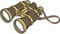 Classic vintage binoculars, exploration and observation tool, vector design Generative AI Royalty Free Stock Photo