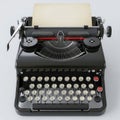 Classic vintage black typewriter with blank paper and copy space Royalty Free Stock Photo