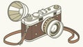 Classic Vintage Camera with External Flash, vector design Generative AI Royalty Free Stock Photo