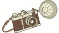 Classic Vintage Camera with External Flash Vector Icon, vector design Generative AI Royalty Free Stock Photo