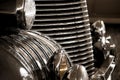 Classic Vintage car chrome grille old car and Headlight detail Royalty Free Stock Photo