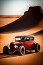 classic vintage car in the desert, Generated by AI Royalty Free Stock Photo