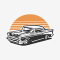 Classic Vintage Hot Rod Car Vector Art Illustration Isolated for TShirt Design Royalty Free Stock Photo