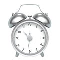 Classic vintage metal alarm clock on a white background. 3d rendering