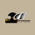 Classic helmet motorcycle winged logo