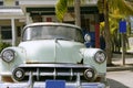 Classic vintage old american light green car Royalty Free Stock Photo