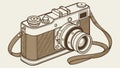 Classic Vintage Rangefinder Camera Side View Vector Art, vector design Generative AI Royalty Free Stock Photo