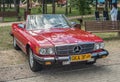 Classic vintage red Mercedes Benz convertible  parked Royalty Free Stock Photo