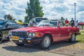 Classic vintage red Mercedes Benz convertible  parked Royalty Free Stock Photo