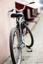 Classic vintage retro city bicycle in the street