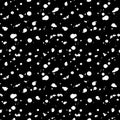 Classic vintage seamless pattern with ink blot dot, texture grunge crayons ink. White on black background. Can be used for