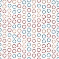 Classic vintage seamless pattern polka dot circles, scandinavian style texture grunge crayons ink. white blue red ocher background Royalty Free Stock Photo