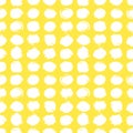 Classic vintage seamless pattern polka dot circles, scandinavian style texture grunge paint ink. yellow White background. Can be Royalty Free Stock Photo