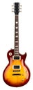 Classic vintage shape hard rock electric string guitar with mapple red yellow dark brown sunburst finish isolated  white Royalty Free Stock Photo