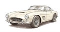 A classic vintage sports car illustration, showcasing a sleek design with a cream-