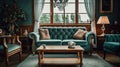 Classic Vintage Style Furniture Set in a living room. Generative Ai Royalty Free Stock Photo