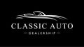 Classic vintage sports car auto dealership logo silhouette icon