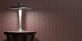 Table lamp on wallpaper red color background. Art Deco style decoration. 3d illustration Royalty Free Stock Photo