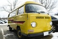 Classic Vintage Yellow Volkswagen Transporter Camper Van Parked In Portsmouth NH