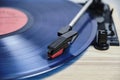 Classic vinyl record player closeup. Royalty Free Stock Photo