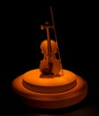 Classic viola with bow on round pedestal in spot light. Solo performance. 3d rendering