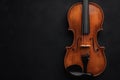 Classic violin on black background with copy space. Copy space for text Royalty Free Stock Photo