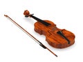 Classic violin with bow 3d rendering