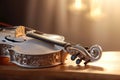 Classic violin with floral ornaments in a calm ambiance Generative AI Illustration