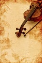 Classic violin on grunge paper background