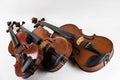 The classic violin and viola stacked on white background.warm light ton