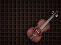 Classic violin on a wooden grill. 3d image render