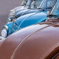 Classic volkswagen beetle in a row Royalty Free Stock Photo