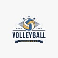 Classic volley club logo, tournament, volleyball design vector on white background Royalty Free Stock Photo