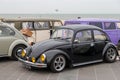 Classic VW beetles parked at VW aircooled car show at Scheveningen beach Royalty Free Stock Photo