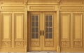 Classic wall vintage oak wood panels doors Royalty Free Stock Photo