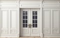 Classic wall vintage white oak wood panels doors Royalty Free Stock Photo